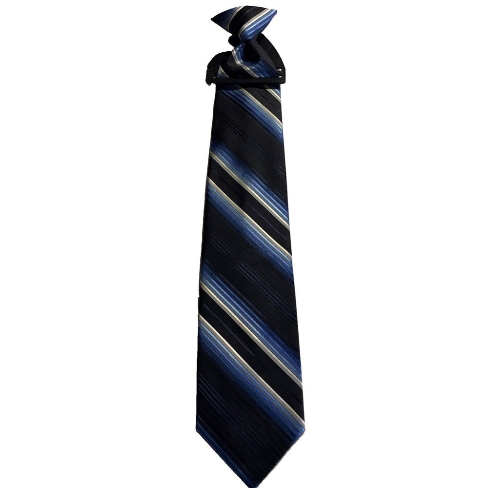 Stafford Essentials Men’s Blue Black Silver Stripe Office Business Dress Clip On